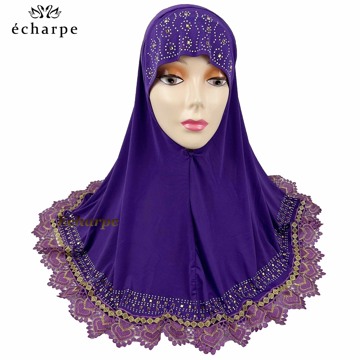 12pcs/ 1 dozen African Women Muslim Arabic Inner Hijab Dubai Scarf with Rhinestones Pull on Islamic Scarf Head wrap Headwear