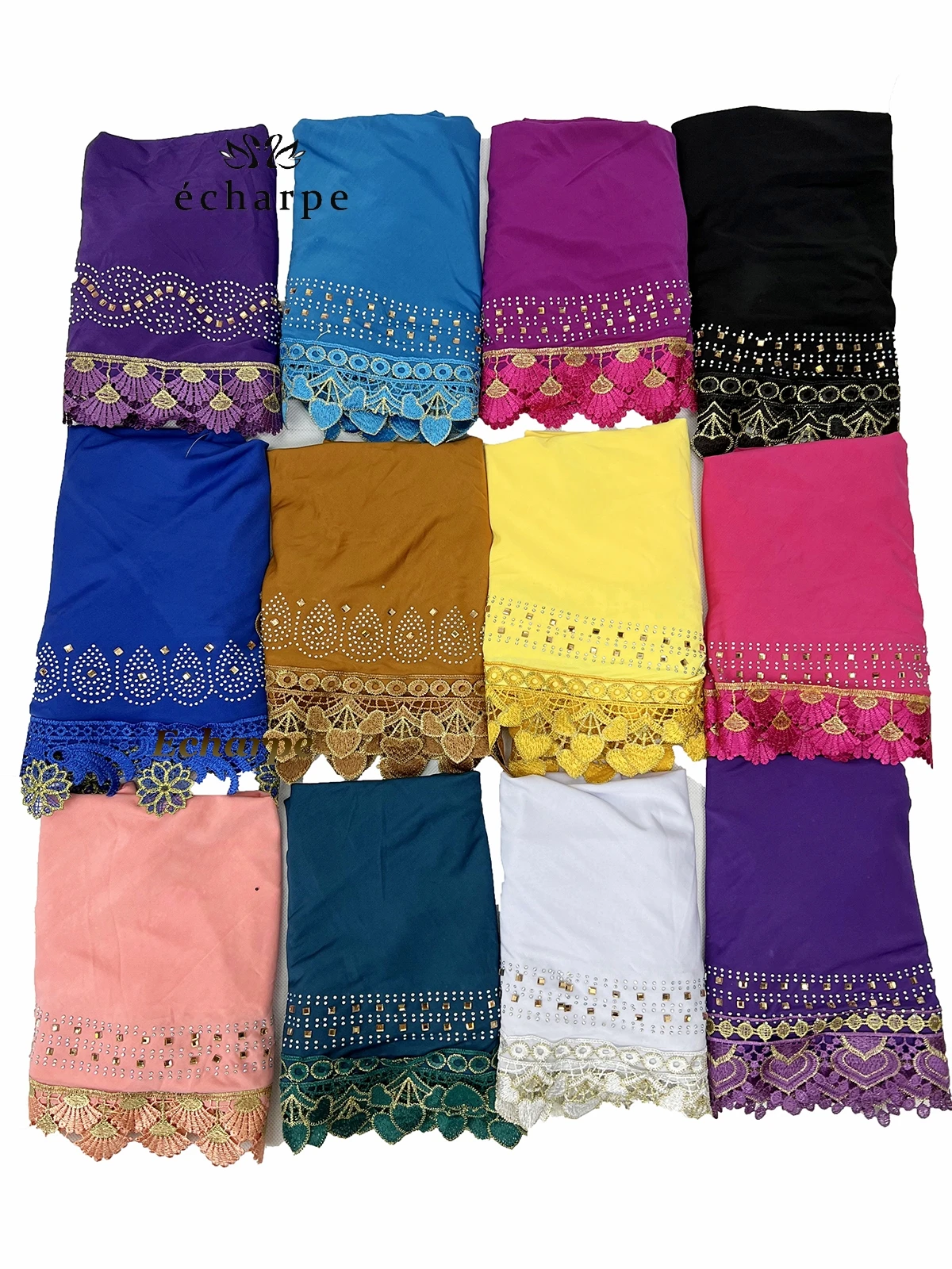 12pcs/ 1 dozen African Women Muslim Arabic Inner Hijab Dubai Scarf with Rhinestones Pull on Islamic Scarf Head wrap Headwear