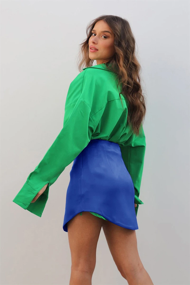 Chic Elegant Satin Women Mini Skirts High Waist Slim Thin A-Line Package Hip Bodycon Streetwear Solid Black Green Short Skirt