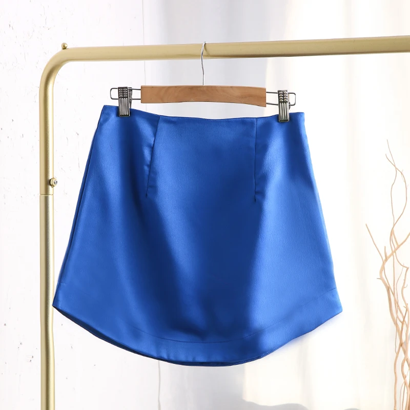 Chic Elegant Satin Women Mini Skirts High Waist Slim Thin A-Line Package Hip Bodycon Streetwear Solid Black Green Short Skirt