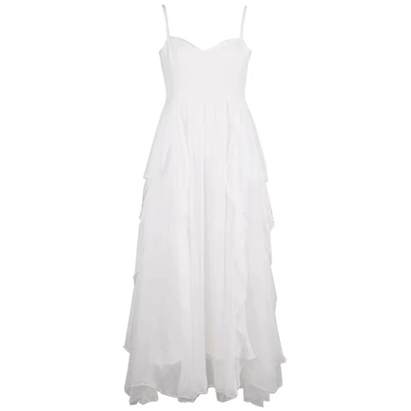 2024 New French Vintage Suspender Dress Women Summer Loose Long Dresses Evening Elegant Sleeveless Backless Party Sexy Design