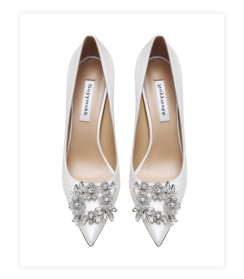 Woman Shoes New Luxury Pumps Pointed Toe Party High Heels White Wedding Shoes Rhinestone Elegant Women's Shoes Bridal Shoes Wome