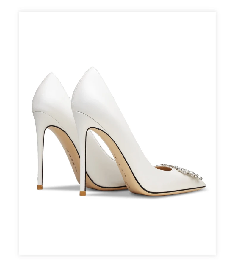 Woman Shoes New Luxury Pumps Pointed Toe Party High Heels White Wedding Shoes Rhinestone Elegant Women's Shoes Bridal Shoes Wome