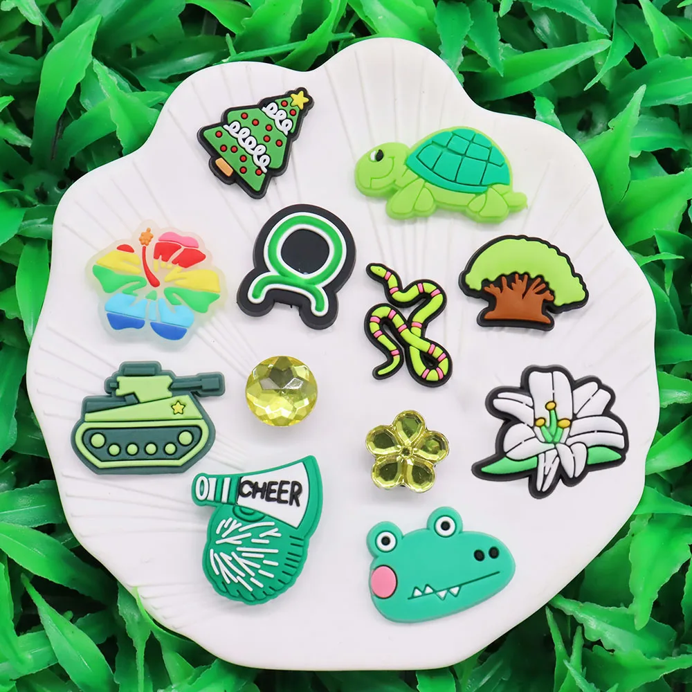 1-12Pcs PVC Tank Turtle Beautiful Flower Sandals Shoe Charms Buckle Clog Kids Shoe Decoration Fit DIY Backpack