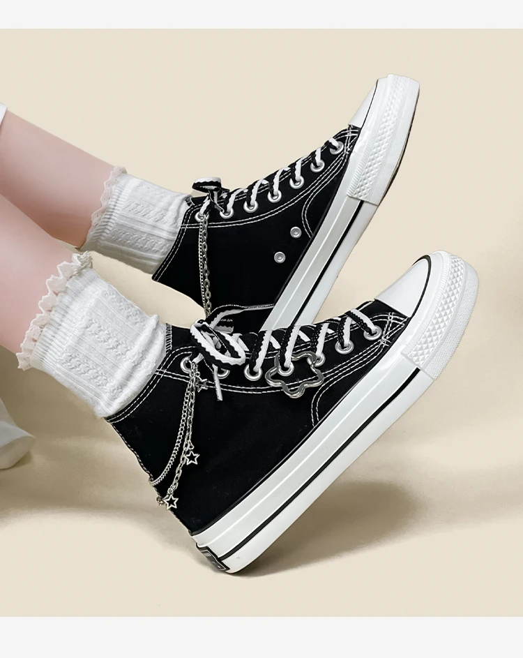 Amy and Michael New Original Designers Women Sneakers Fashion High Top Casual Flat Canvas Shoes Students Vulcanize Plimsolls
