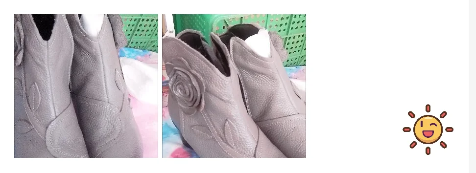 Vintage Rose Genuine Leather Ankle Boots Ladies Heels Pump Booties Bohemia Shoes Retro Mom Short Boots Faux Fur Med Heel Shoes