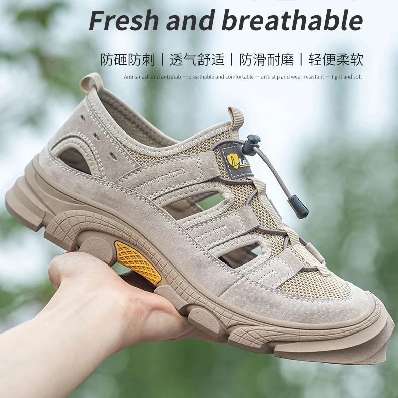 mens casual steel toe covers working shoes summer safety shoe worker breathable tooling sandals security sneakers safe footwear