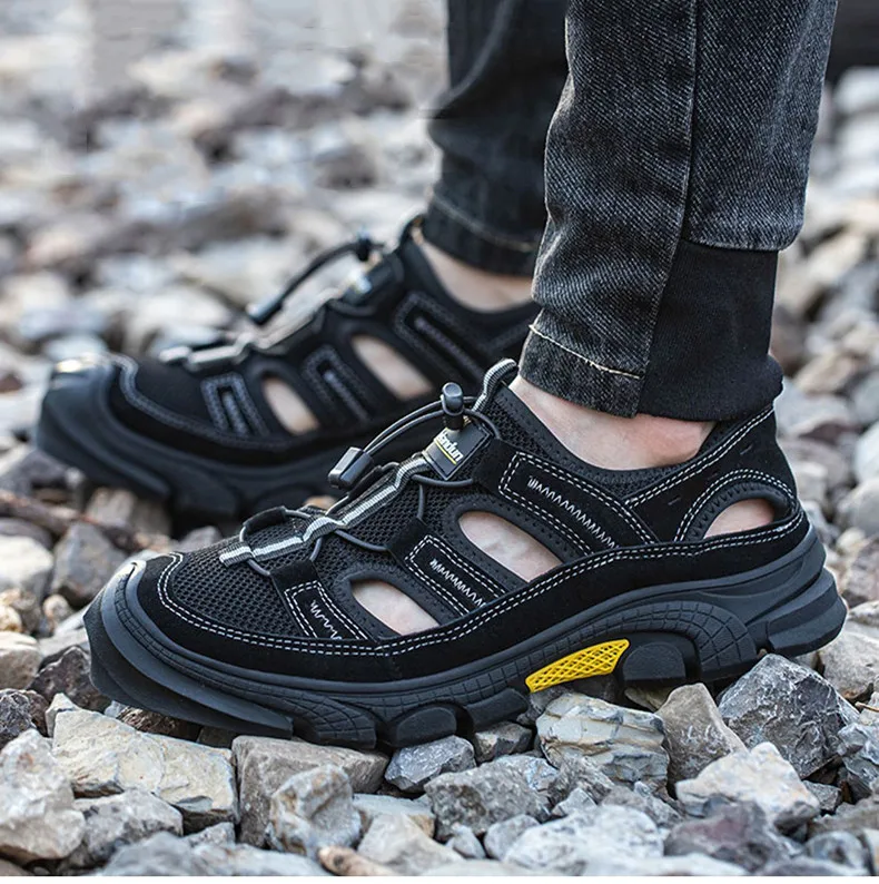 mens casual steel toe covers working shoes summer safety shoe worker breathable tooling sandals security sneakers safe footwear