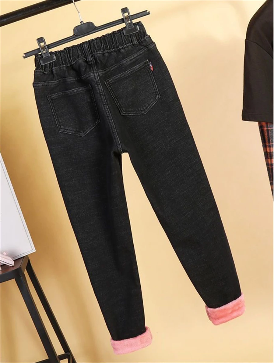 Oversized L-6xl Winter Thicken Baggy Denim Pants Women Casual High Waist Plus Velvet Harem Jeans Vintage Warm Loose Vaqueros