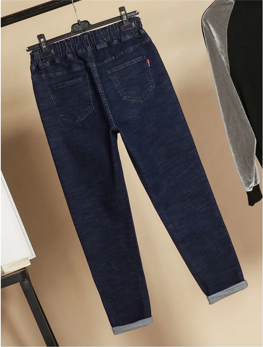 Oversized L-6xl Winter Thicken Baggy Denim Pants Women Casual High Waist Plus Velvet Harem Jeans Vintage Warm Loose Vaqueros