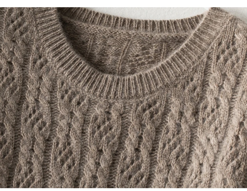 100% pure cardigan women round neck show thin hollow cashmere sweater knitted leggings fall winter loose jumper top