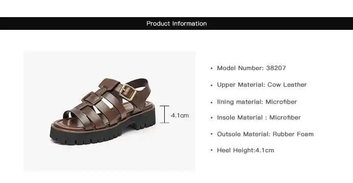 BeauToday Gladiator Sandals Women Cow Leather Open Toe Slingback Metal Buckle Strap Platform Casual Summer Female Shoes 38207
