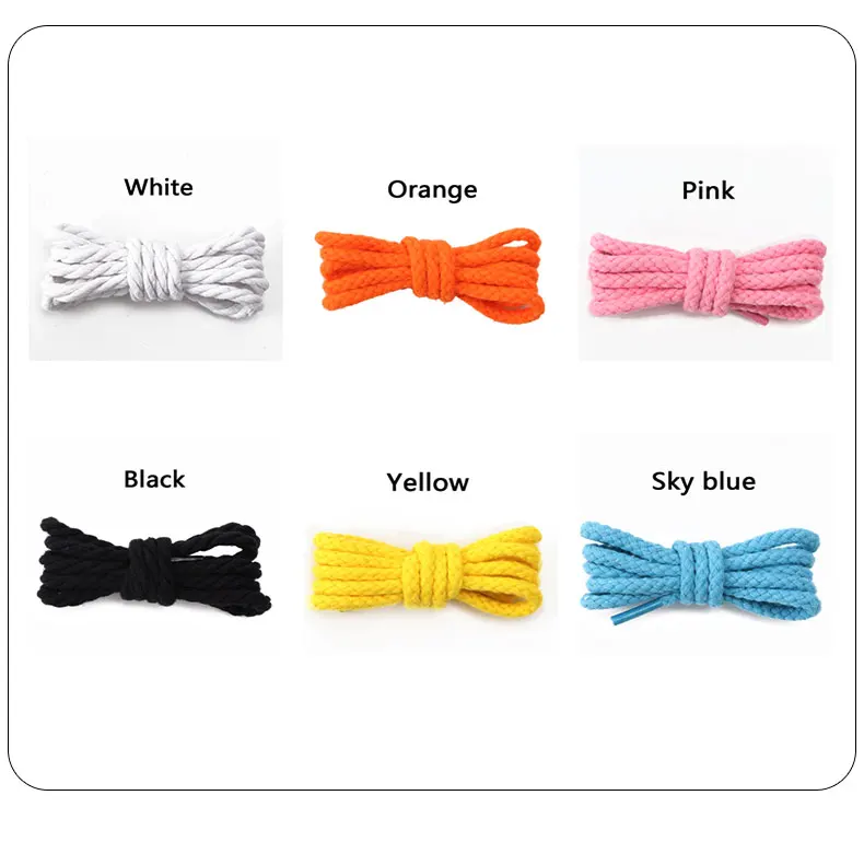 New Linen Cotton Shoelaces 7mm Bold Round Shoelace for Sneakers Dunk Sb AF1/AJ Boot Board Casual Canvas Shoes Shoestrings 7Color