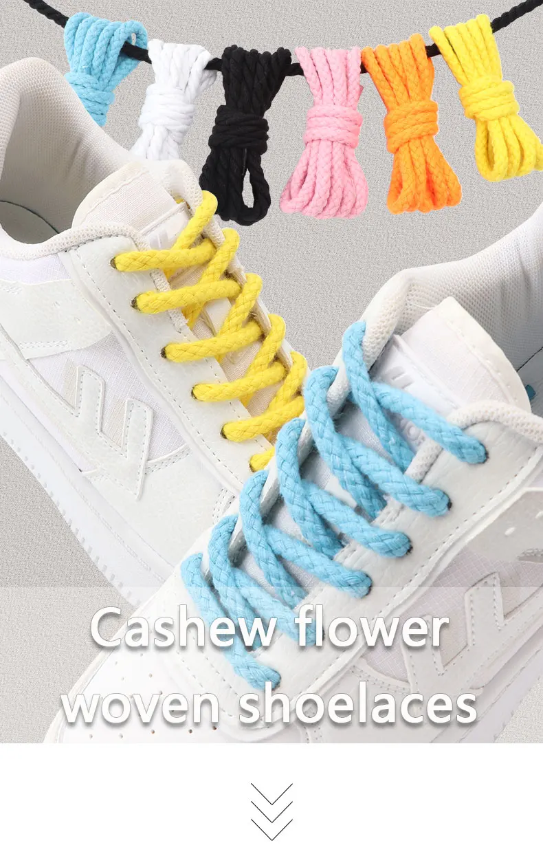 New Linen Cotton Shoelaces 7mm Bold Round Shoelace for Sneakers Dunk Sb AF1/AJ Boot Board Casual Canvas Shoes Shoestrings 7Color