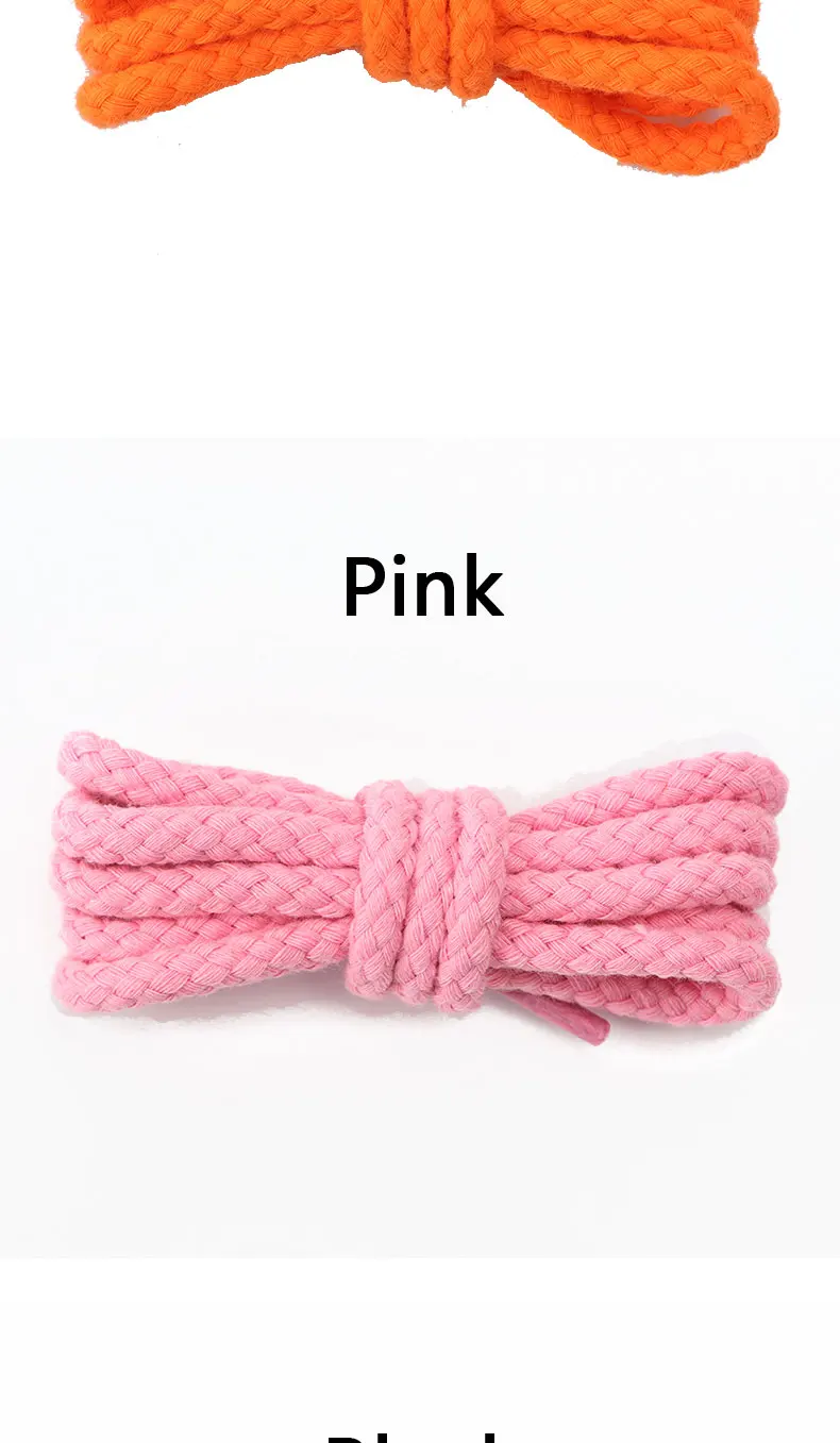 New Linen Cotton Shoelaces 7mm Bold Round Shoelace for Sneakers Dunk Sb AF1/AJ Boot Board Casual Canvas Shoes Shoestrings 7Color