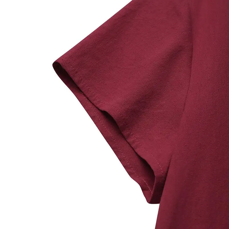ZANZEA Summer Vintage Cotton Dress Women Short Sleeve Solid Drawstring Waist Sundress Fashion Casual Knee-length Vestidos Kaftan