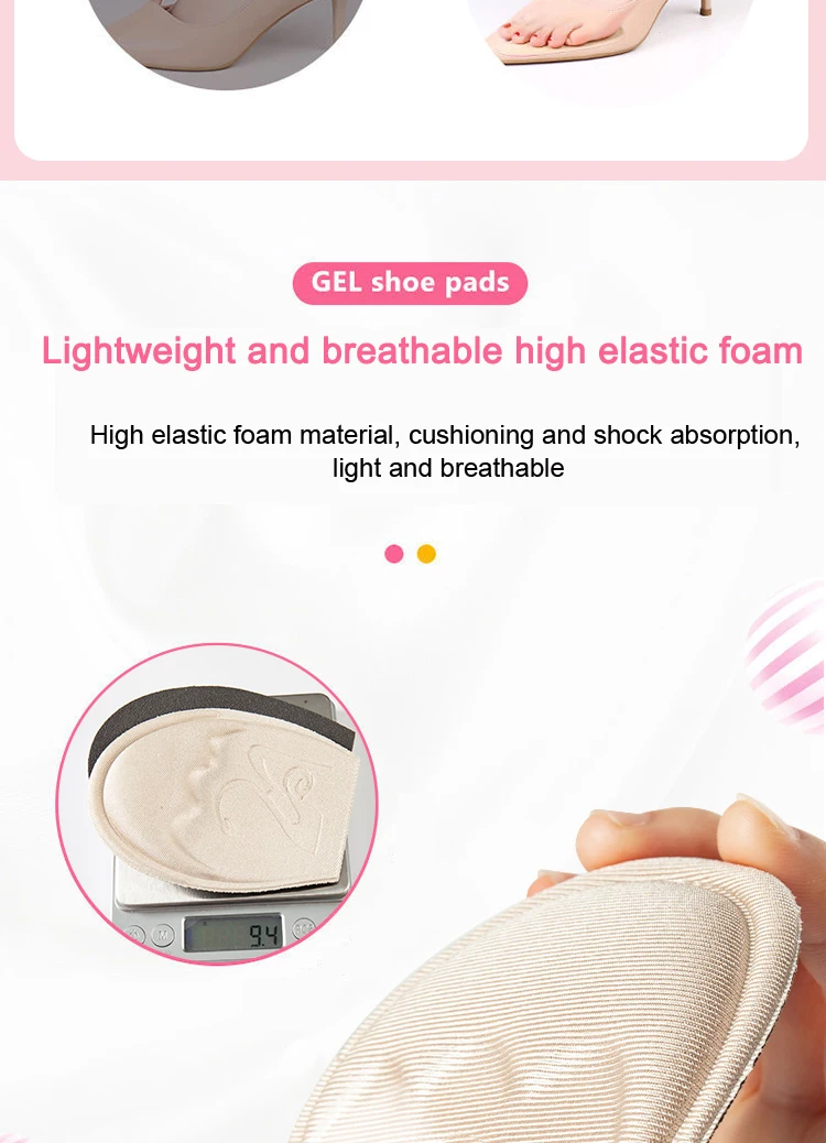 Women Non-Slip Forefoot Cushion Pads Toe Plug Half Shoe Inserts, Shoe Size Reducing Fillers for High Heels Soft Shoe Accessories