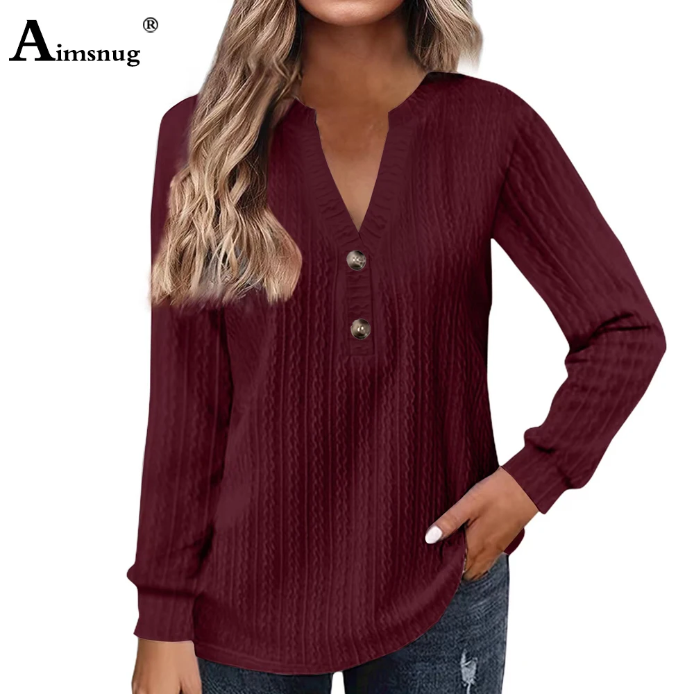 2024 New Autumn Elegant Fashion V-neck Top Women Casual Buttons Up Shirt Female Wave Cut T-shirt Womens Clothing Plus Size S-5XL