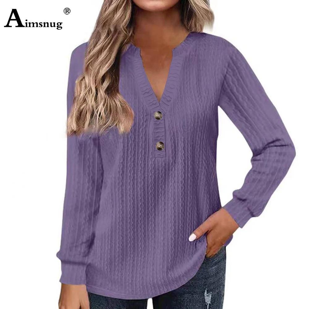 2024 New Autumn Elegant Fashion V-neck Top Women Casual Buttons Up Shirt Female Wave Cut T-shirt Womens Clothing Plus Size S-5XL