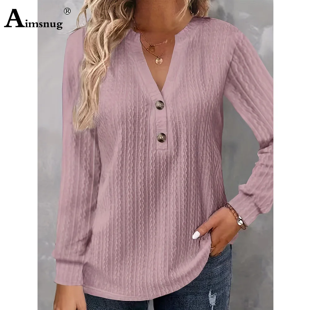 2024 New Autumn Elegant Fashion V-neck Top Women Casual Buttons Up Shirt Female Wave Cut T-shirt Womens Clothing Plus Size S-5XL