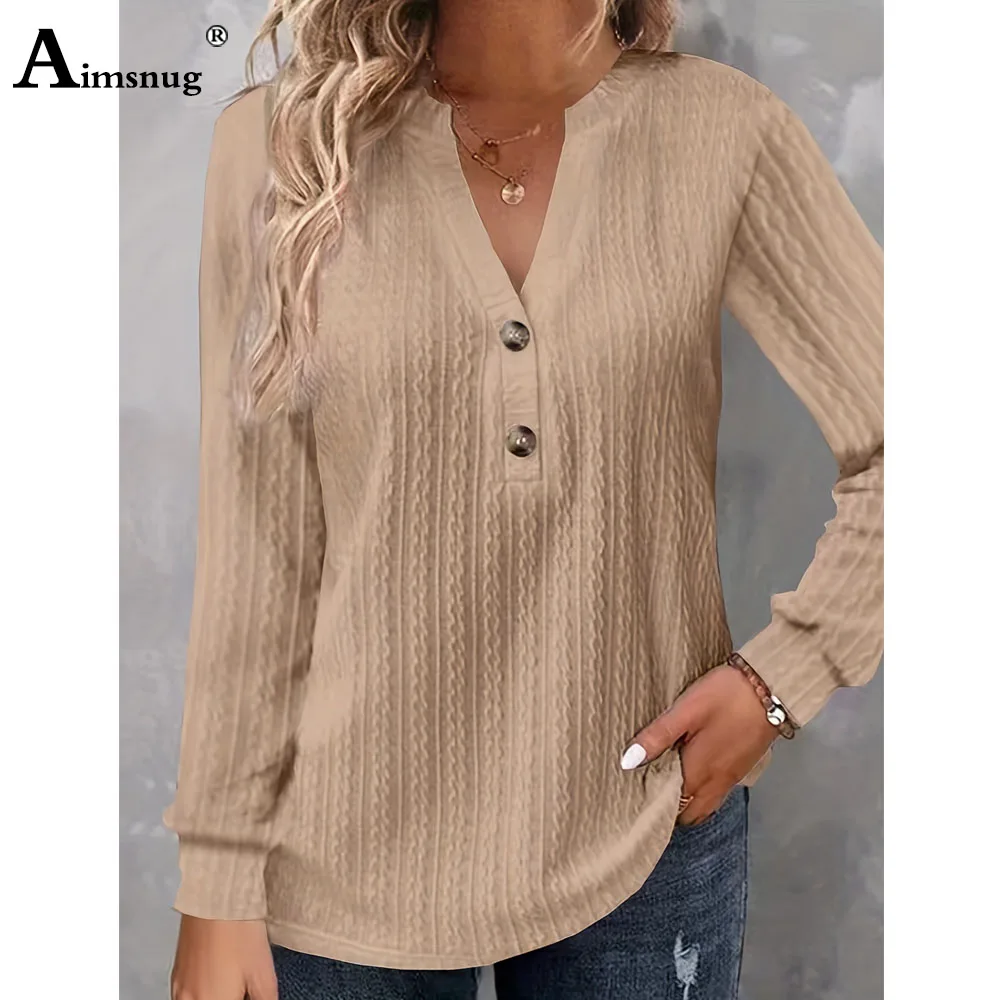 2024 New Autumn Elegant Fashion V-neck Top Women Casual Buttons Up Shirt Female Wave Cut T-shirt Womens Clothing Plus Size S-5XL