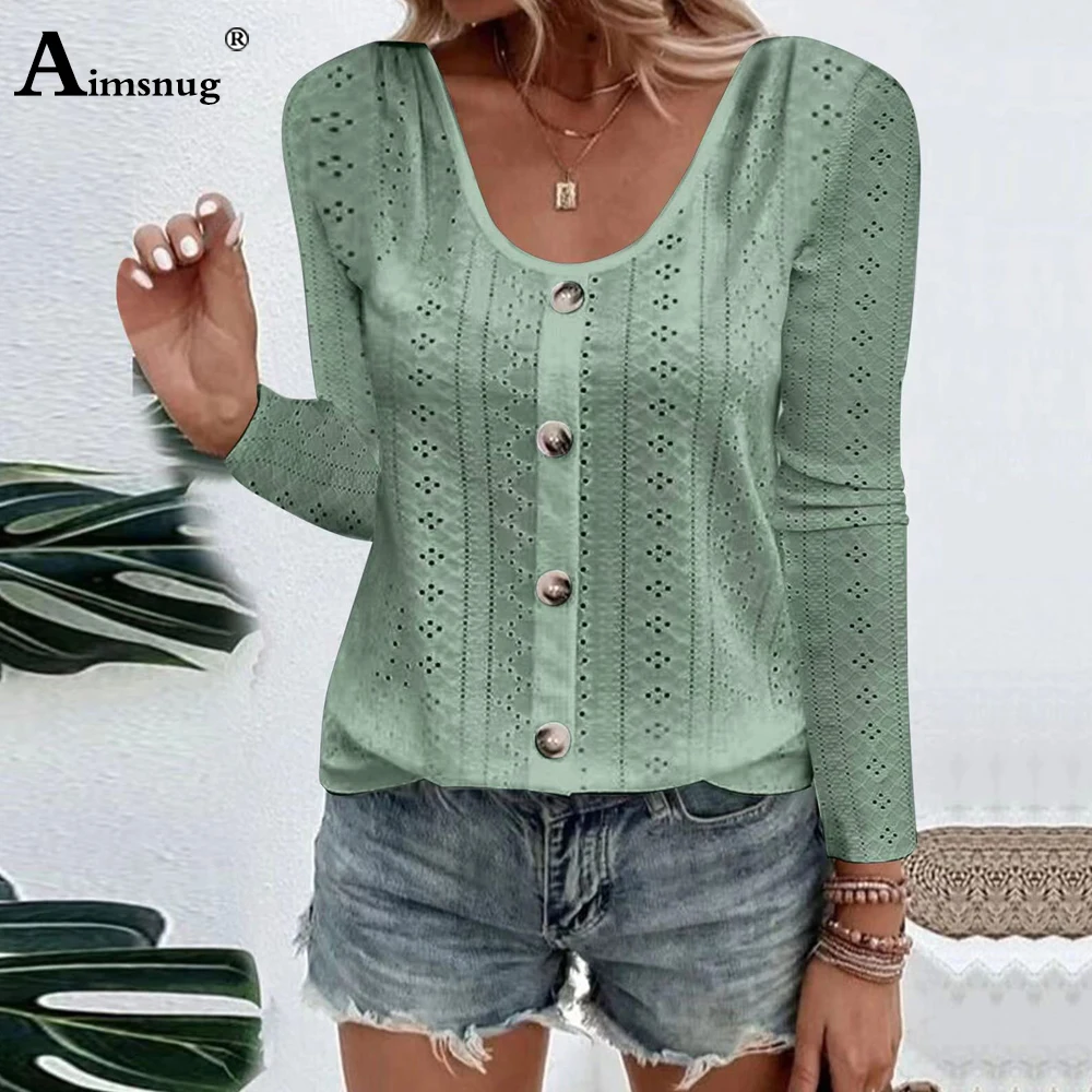 2024 New Autumn Elegant Fashion V-neck Top Women Casual Buttons Up Shirt Female Wave Cut T-shirt Womens Clothing Plus Size S-5XL