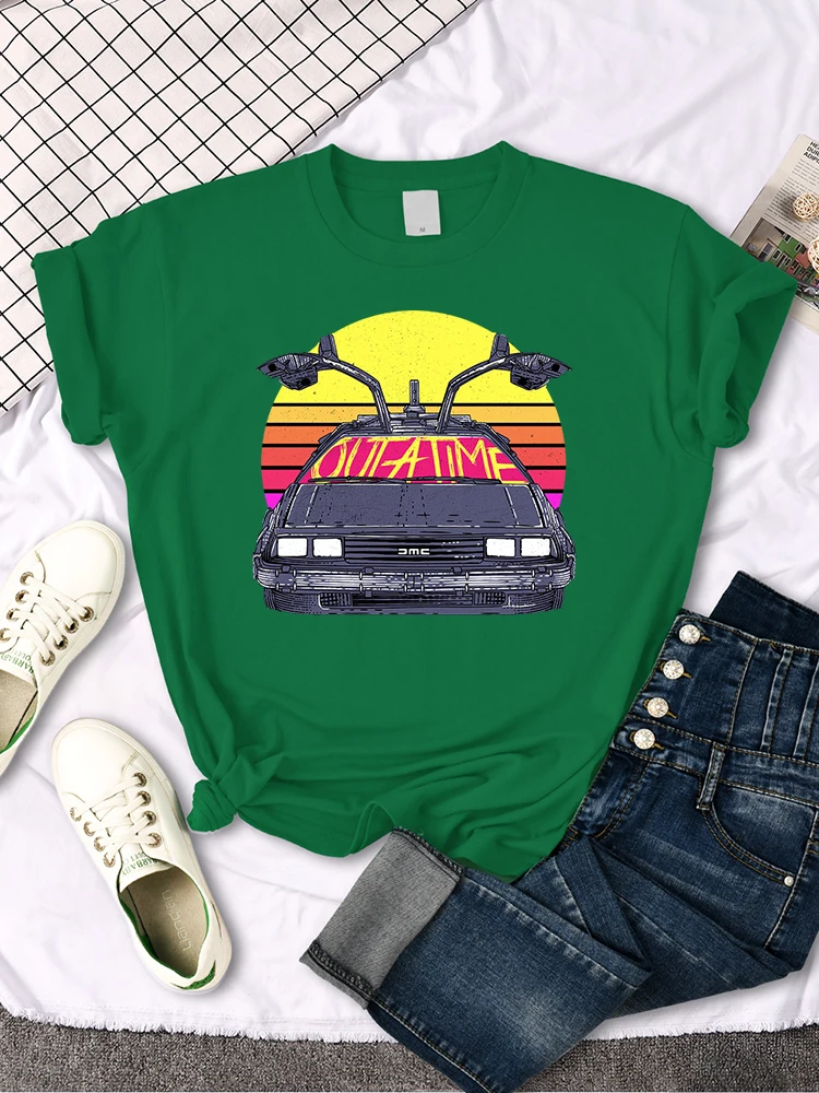 T shirt women's Back To The Future car pattern print tops women fashion Vintage O-neck Tshirt Casual Loose vitality tees