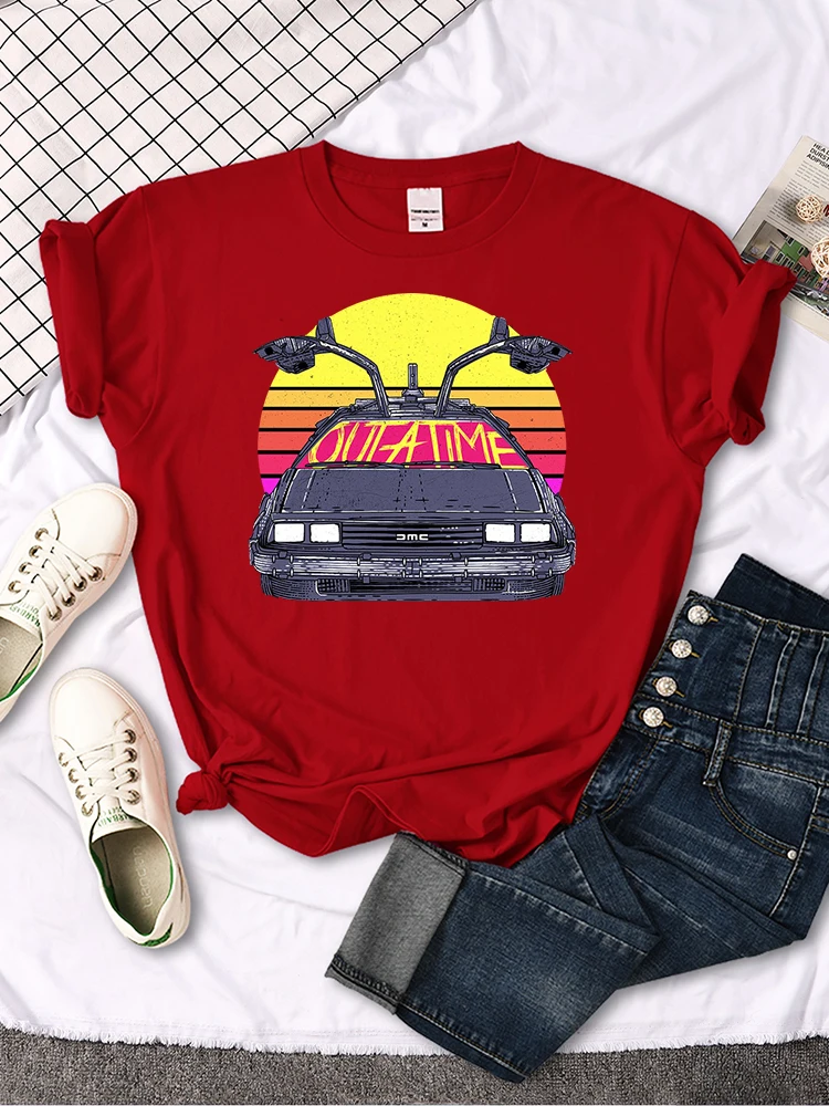 T shirt women's Back To The Future car pattern print tops women fashion Vintage O-neck Tshirt Casual Loose vitality tees