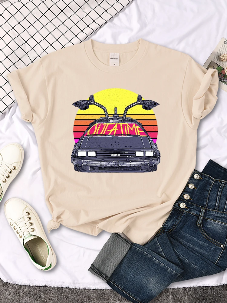T shirt women's Back To The Future car pattern print tops women fashion Vintage O-neck Tshirt Casual Loose vitality tees