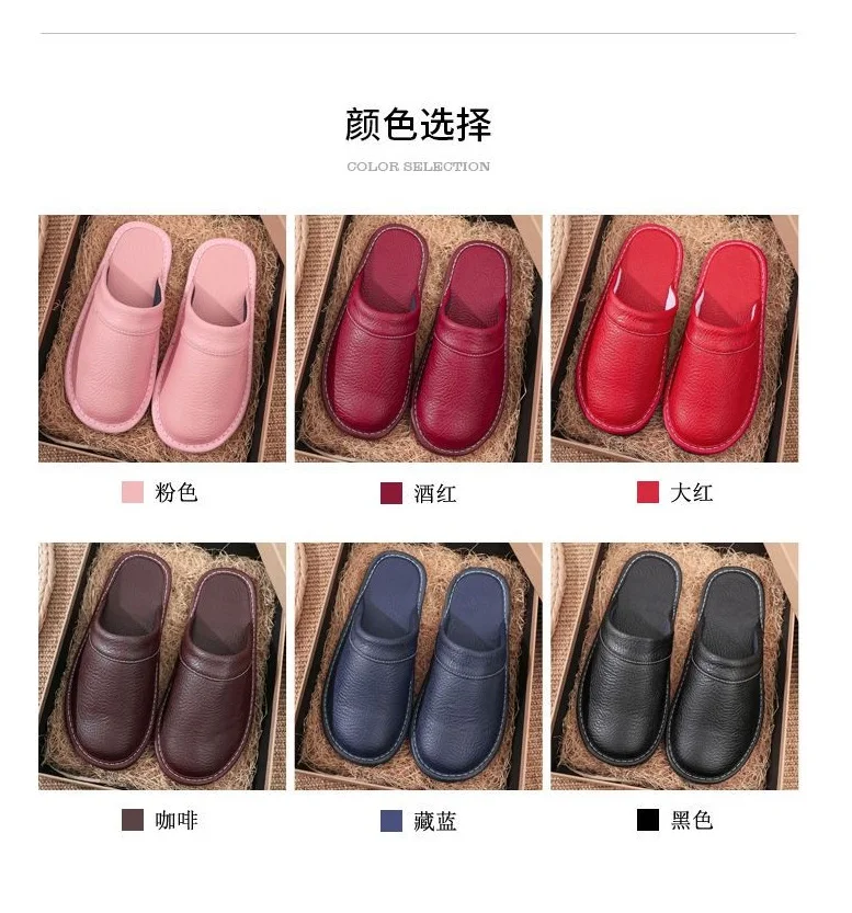 Concise Faux Leather Slippers Men's Warm Shoes Indoor Fur Slides Mules Home Guest Slipper Big Size 47 48 Man Husband Plush Shoe