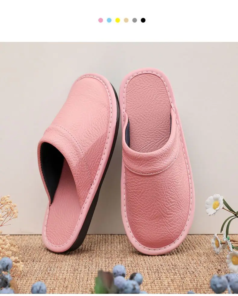 Concise Faux Leather Slippers Men's Warm Shoes Indoor Fur Slides Mules Home Guest Slipper Big Size 47 48 Man Husband Plush Shoe