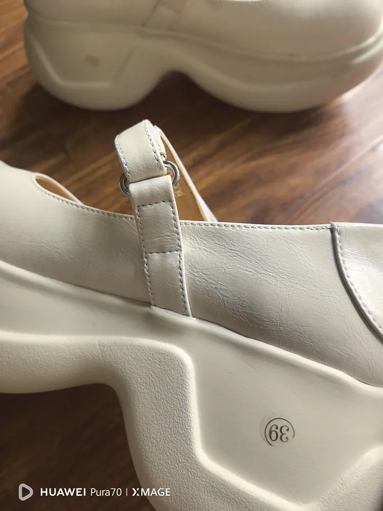 MKKHOU Fashion Pumps New High Quality True Leather Round Head Elevated Thick Sole Shoes Street Spicy Girls Modern Mary Janes