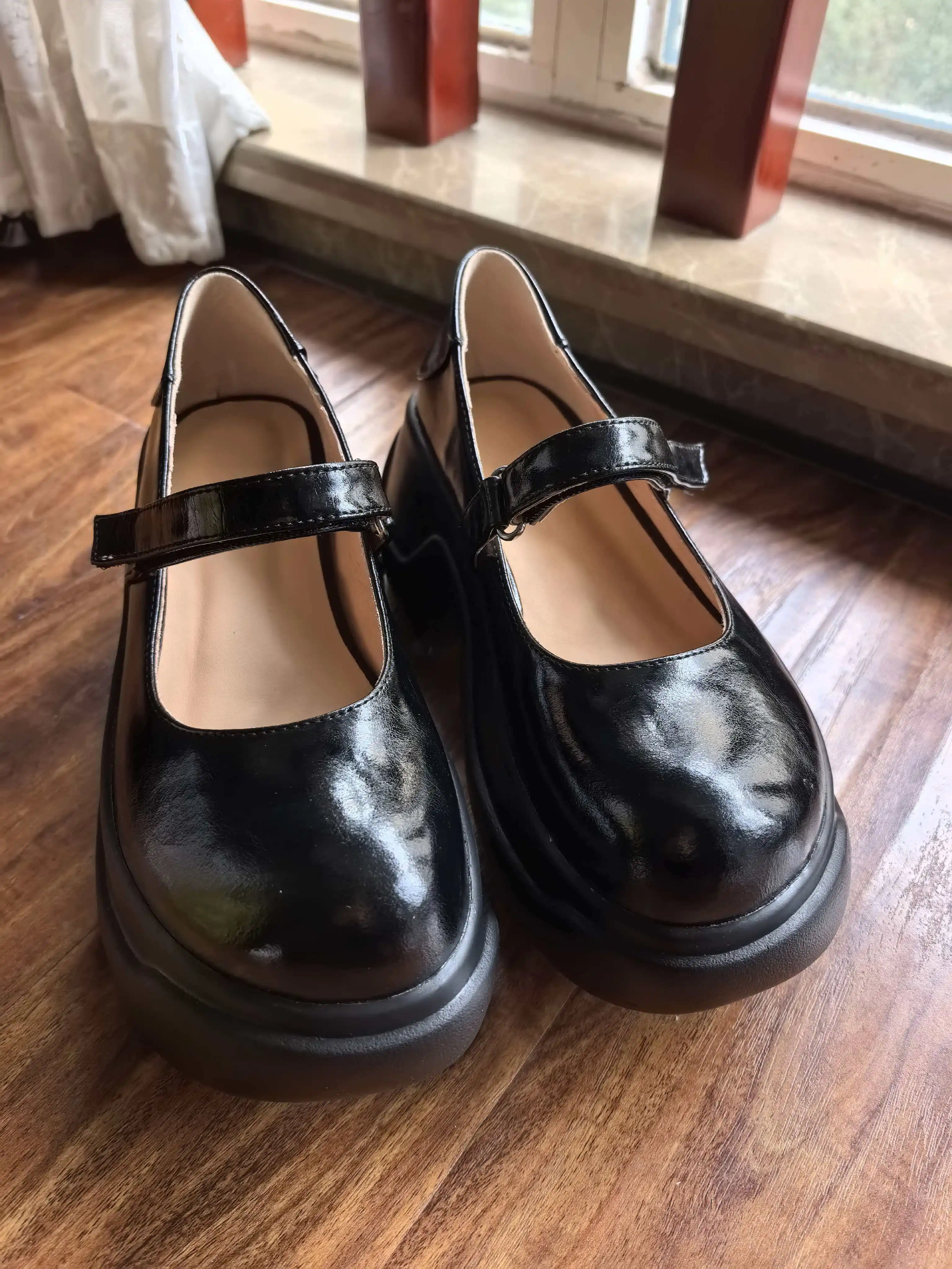 MKKHOU Fashion Pumps New High Quality True Leather Round Head Elevated Thick Sole Shoes Street Spicy Girls Modern Mary Janes