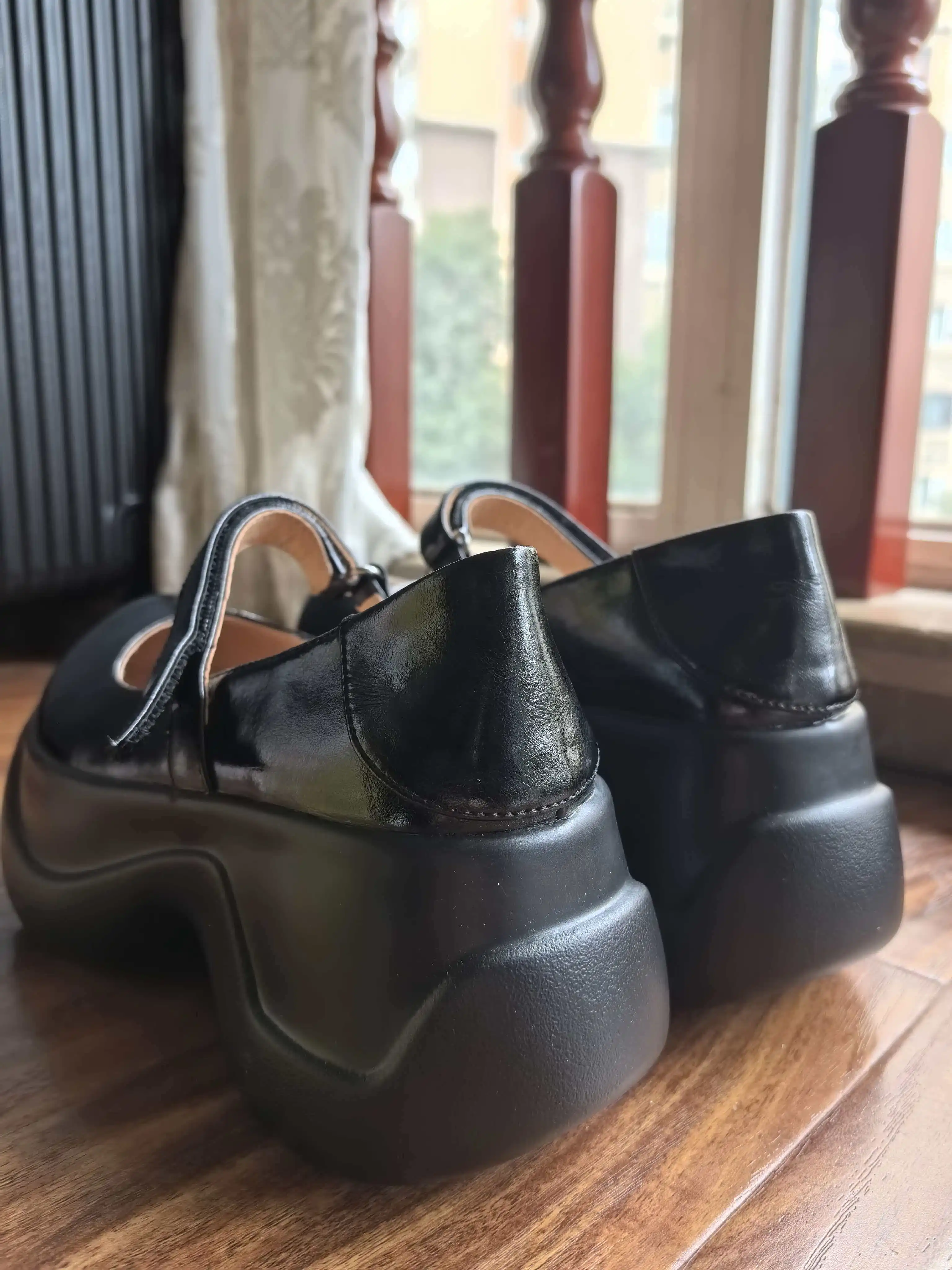 MKKHOU Fashion Pumps New High Quality True Leather Round Head Elevated Thick Sole Shoes Street Spicy Girls Modern Mary Janes