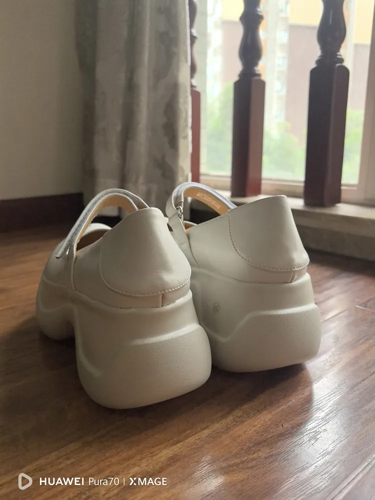 MKKHOU Fashion Pumps New High Quality True Leather Round Head Elevated Thick Sole Shoes Street Spicy Girls Modern Mary Janes