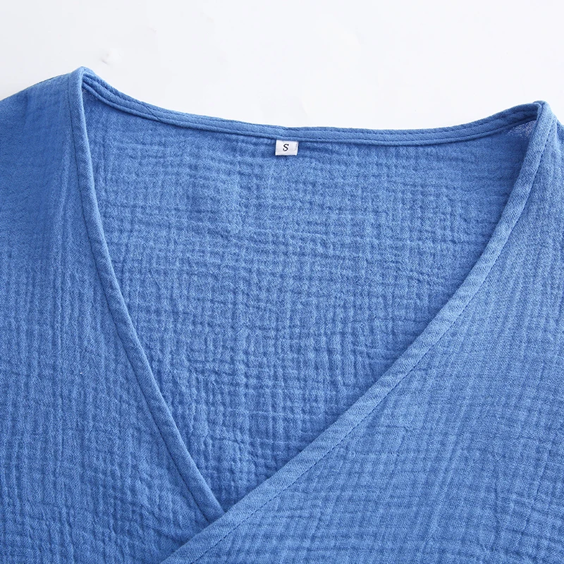 Muslin 100% Cotton Gauze Women T-Shirts Sexy V-Neck Half Sleeve Summer Bandage Harajuku Soild Casual Streetwear Female Blouse