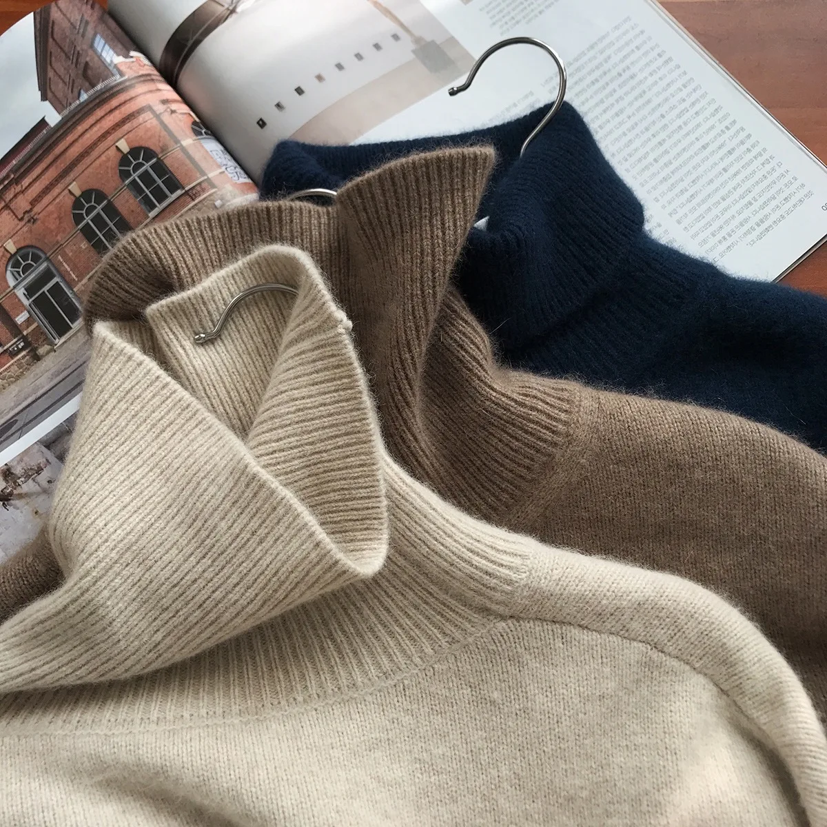 Turtleneck cashmere sweater female autumn winter new languorous lazy wind loose knitting sweater Korean edition outside wear thi