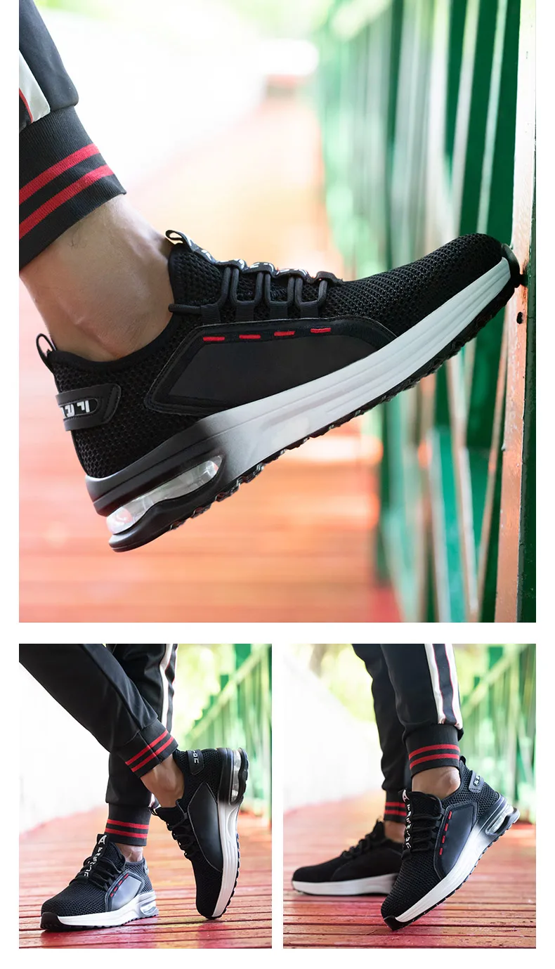 Breathable Men Work Safety Shoes Anti-smashing Steel Toe Cap Working Boots Construction Indestructible Work Sneakers Men Shoes