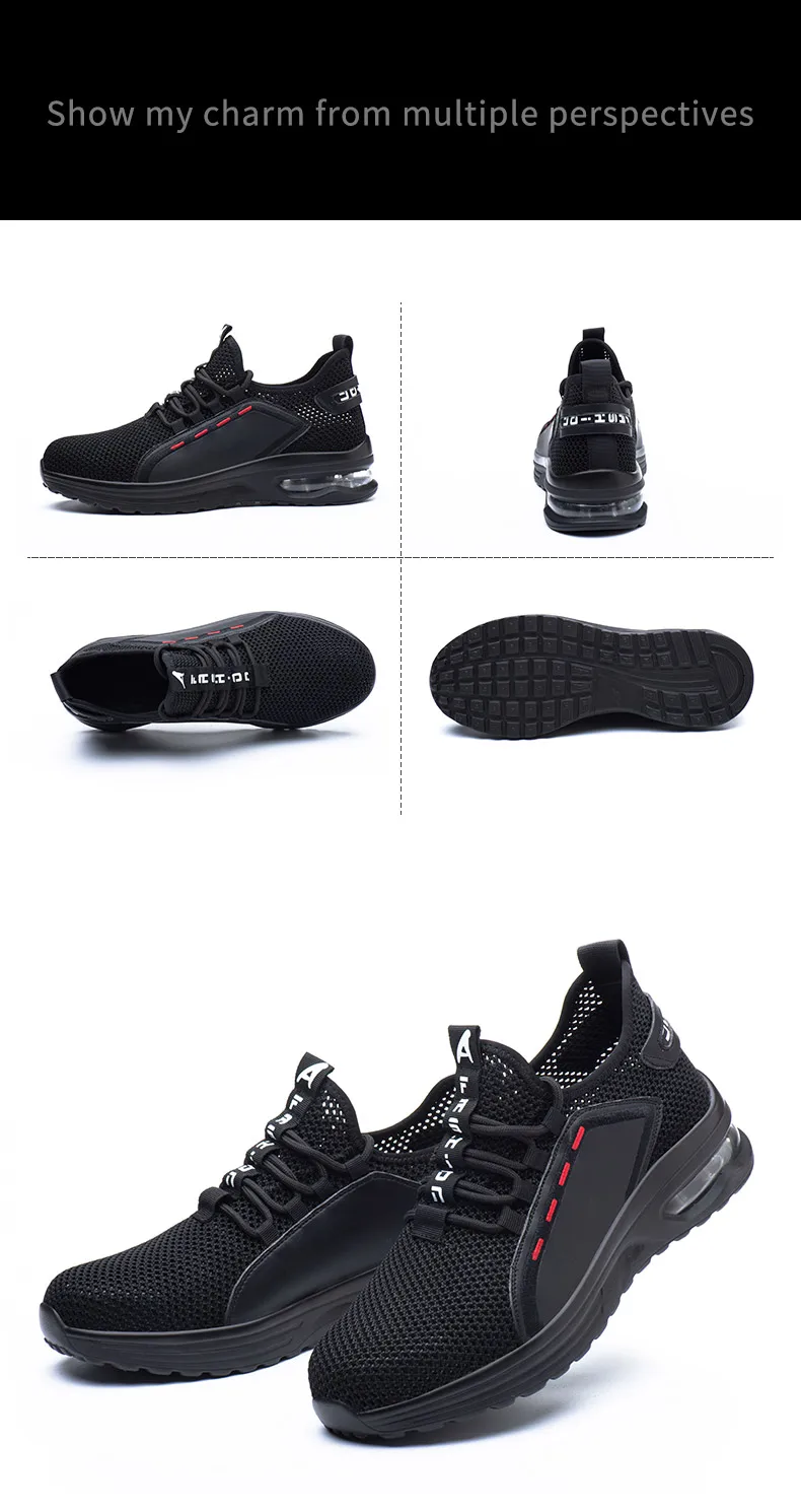 Breathable Men Work Safety Shoes Anti-smashing Steel Toe Cap Working Boots Construction Indestructible Work Sneakers Men Shoes