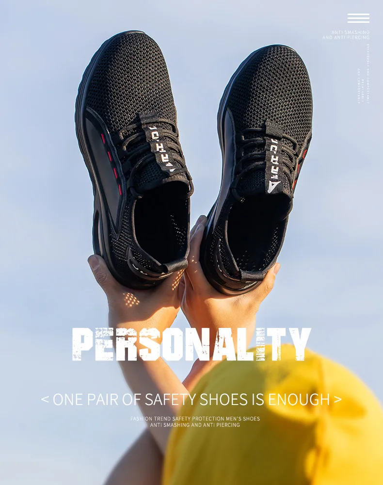 Breathable Men Work Safety Shoes Anti-smashing Steel Toe Cap Working Boots Construction Indestructible Work Sneakers Men Shoes