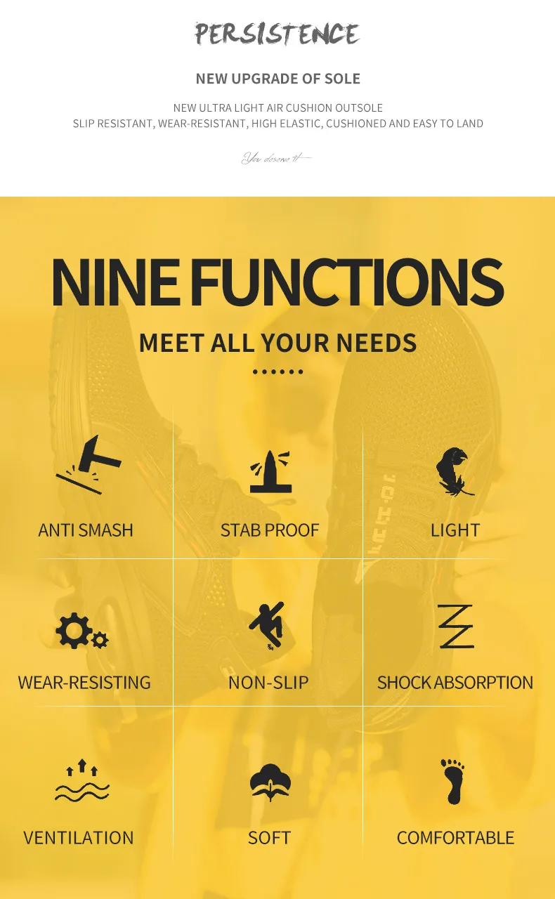Breathable Men Work Safety Shoes Anti-smashing Steel Toe Cap Working Boots Construction Indestructible Work Sneakers Men Shoes