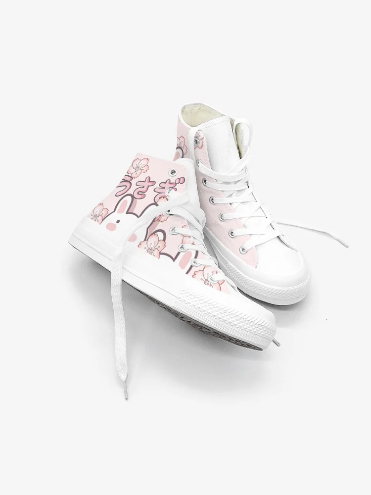 Amy and Michael Cute Girls Students Canvas Shoes Ladies Anime Cartoon Sneakers Hi Tops Casual Plimsolls Breathable Trainers