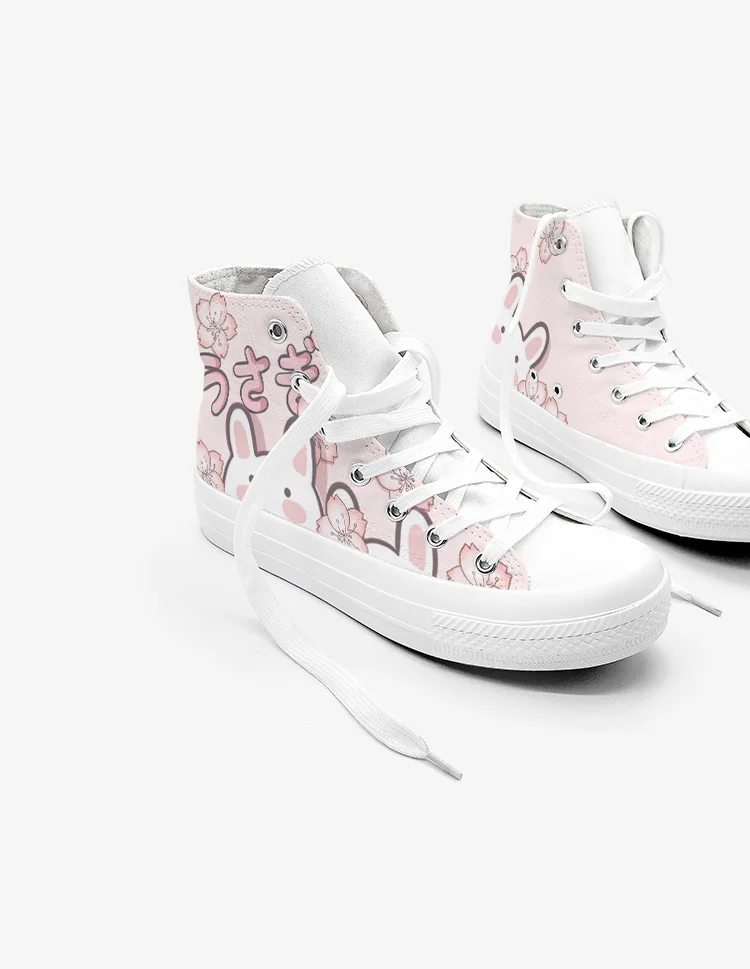 Amy and Michael Cute Girls Students Canvas Shoes Ladies Anime Cartoon Sneakers Hi Tops Casual Plimsolls Breathable Trainers