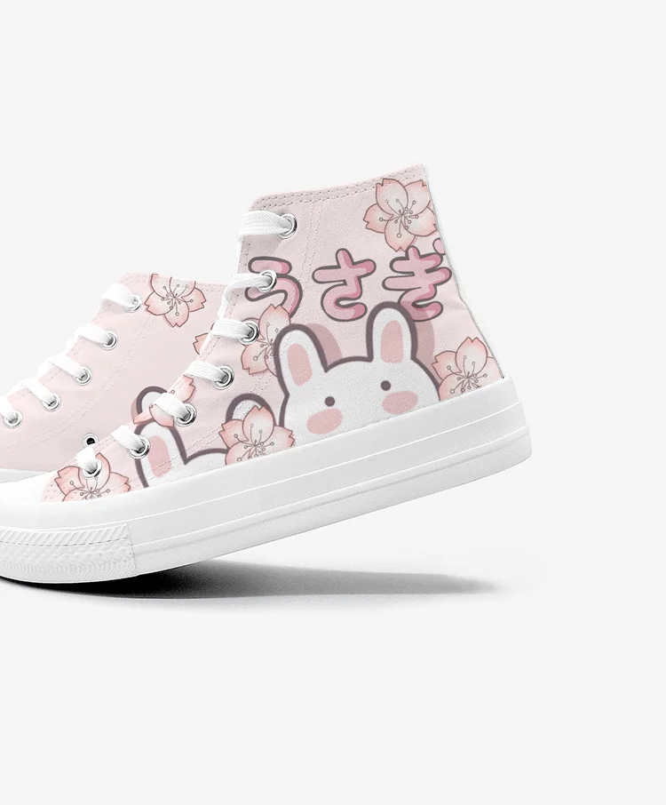 Amy and Michael Cute Girls Students Canvas Shoes Ladies Anime Cartoon Sneakers Hi Tops Casual Plimsolls Breathable Trainers