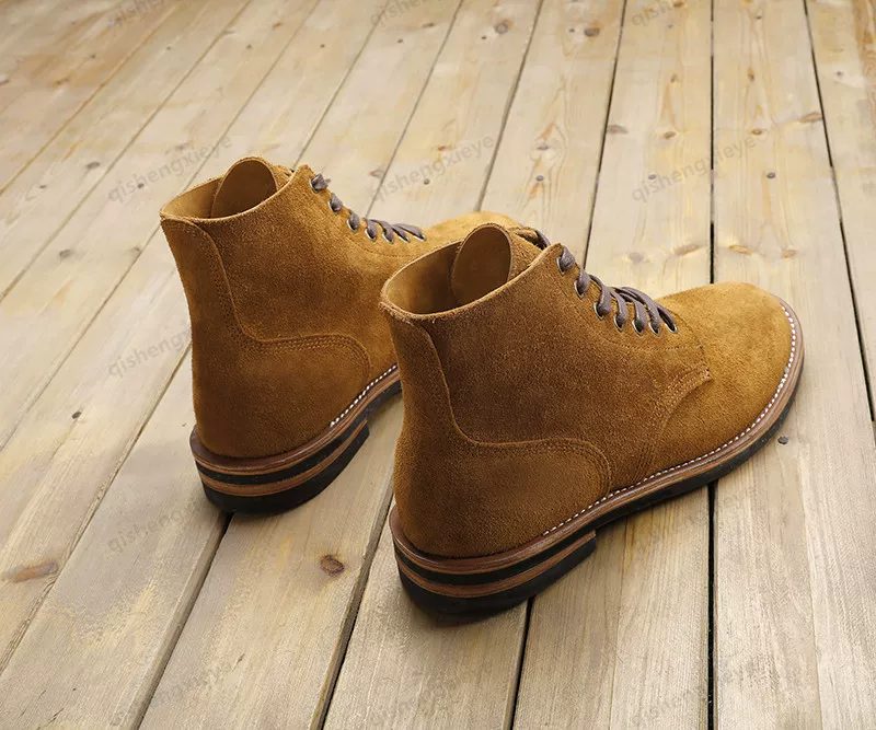 DTW01 RockCanRoll Goodyear Welted Genuine Italian Cow Leather Suede Boots Custom Made Size 35-52 Super Quality Handmade