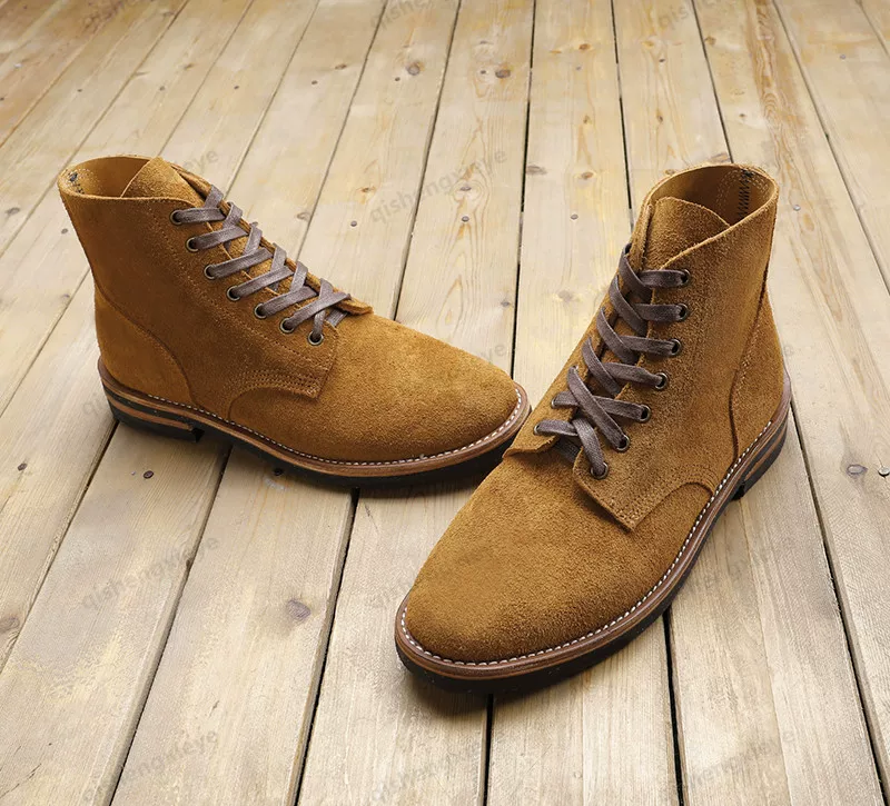 DTW01 RockCanRoll Goodyear Welted Genuine Italian Cow Leather Suede Boots Custom Made Size 35-52 Super Quality Handmade
