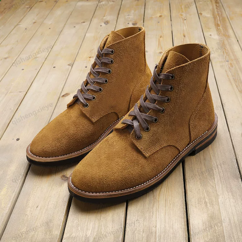 DTW01 RockCanRoll Goodyear Welted Genuine Italian Cow Leather Suede Boots Custom Made Size 35-52 Super Quality Handmade