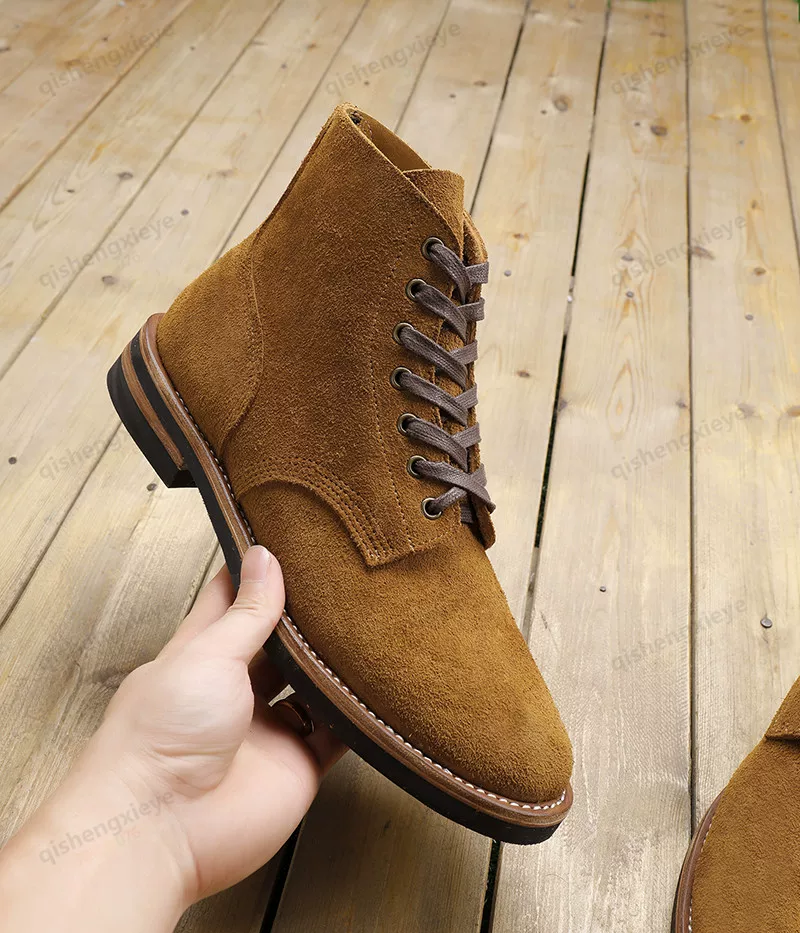 DTW01 RockCanRoll Goodyear Welted Genuine Italian Cow Leather Suede Boots Custom Made Size 35-52 Super Quality Handmade