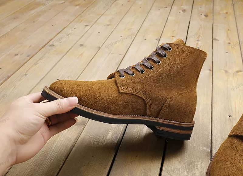 DTW01 RockCanRoll Goodyear Welted Genuine Italian Cow Leather Suede Boots Custom Made Size 35-52 Super Quality Handmade