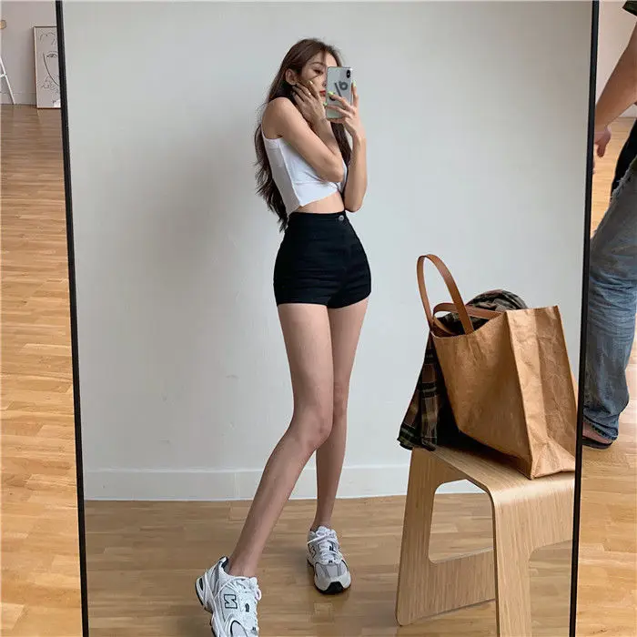 Sexy Hot High Waist Short Pants Women's Vintage Clothing Summer Korean Jean Denim Shorts Female Elastic Wide Leg Casual Fashion
